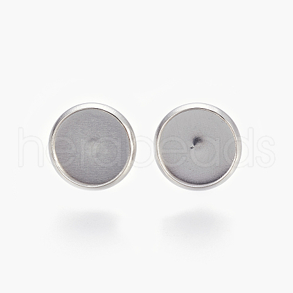 Eco-Friendly 316 Surgical Stainless Steel Stud Earring Settings X-STAS-F181-01P-10mm-1