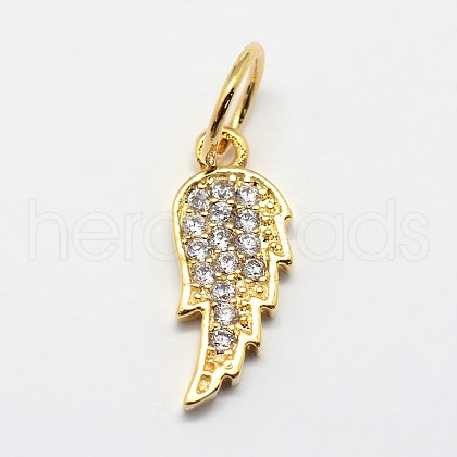 CZ Brass Micro Pave Cubic Zirconia Wing Charms ZIRC-L018-18G-1