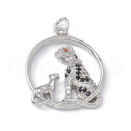 Brass Micro Pave Cubic Zirconia Pendants KK-P224-08P-1