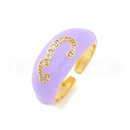 Number 3 Brass Micro Pave Clear Cubic Zirconia Open Cuff Rings RJEW-U009-02D-G-1
