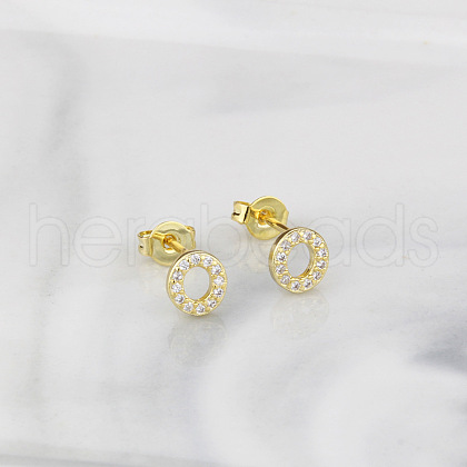 Brass Clear Cubic Zirconia Stud Earrings WGC2A80-15-1