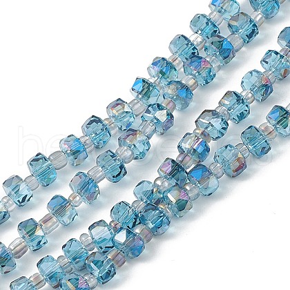 Transparent Electroplate Glass Beads Strands EGLA-F153-HR02-1