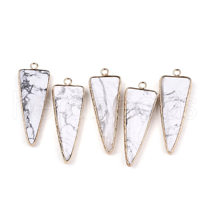 Natural Howlite Pointed Pendants G-N326-56G-1