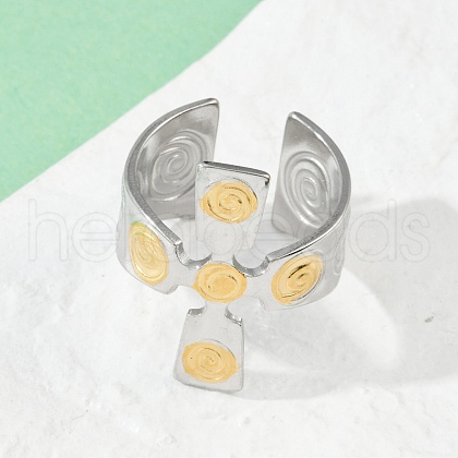 304 Stainless Steel Cuff Rings RJEW-S630-01GP-A-1