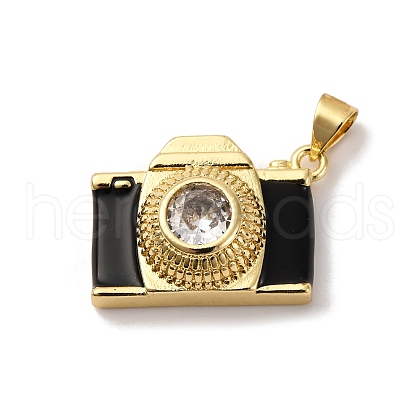 Brass Micro Pave Cubic Zirconia & Enamel Pendants KK-Q098-36G-A-1