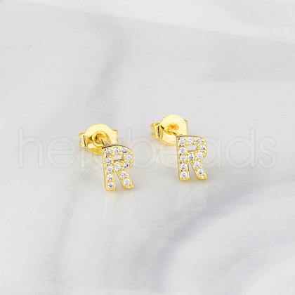 Brass Clear Cubic Zirconia Stud Earrings WGC2A80-18-1