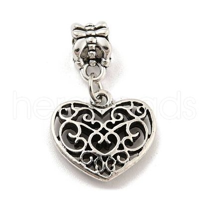 Rack Plating Tibetan Style Alloy Heart European Dangle Charms FIND-B034-40AS-1