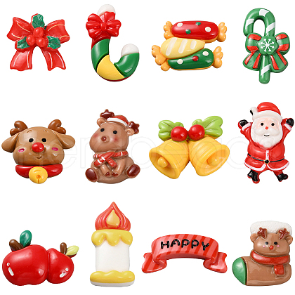 SUNNYCLUE 72Pcs 12 Styles Christmas Plastic Cabochons FIND-SC0011-30-1