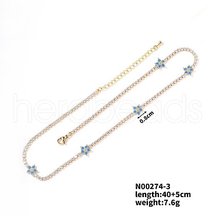 European and American Fashion Style Brass Rhinestone Flower Necklaces IO5961-3-1