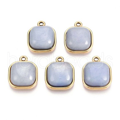 Natural Grey Labradorite Square Pendants STAS-N109-211B-G-1