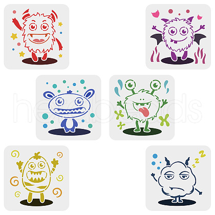FINGERINSPIRE 6Pcs 6 Styles Halloween Theme PET Hollow out Drawing Painting Stencils Sets for Kids Teen Boys Girls DIY-WH0172-988-1