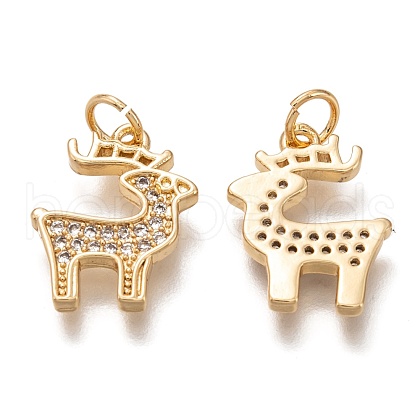 Brass Micro Pave Clear Cubic Zirconia Pendants ZIRC-B002-45G-1