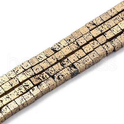 Electroplated Natural Lava Rock Beads Strands G-A256-B01-01D-1