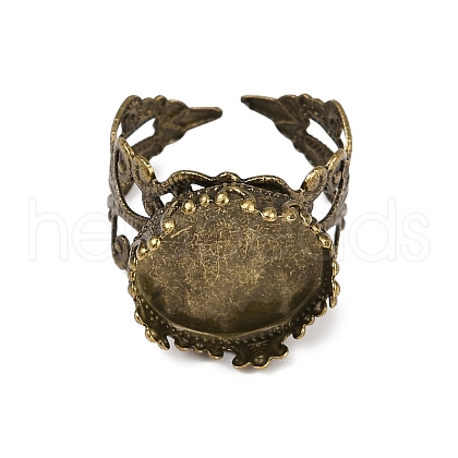 Adjustable Antique Bronze Tone Filigree Brass Ring Component Cabochon Settings X-KK-G020-A-1