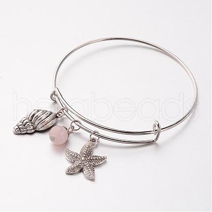 Adjustable Iron Charm Bangles BJEW-JB02396-01-1