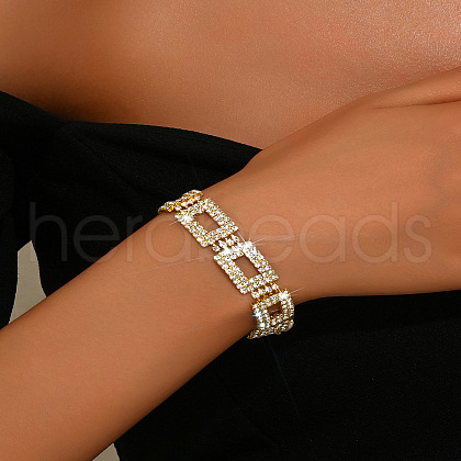 Brass Rectangle Link Chain Bracelets for Women WG47BDD-02-1
