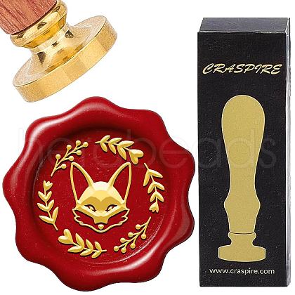 Brass Wax Seal Stamp with Wood Handle AJEW-WH0412-0271-1