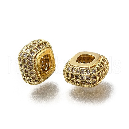 Brass Micro Pave Clear Cubic Zirconia European Beads ZIRC-I070-063G-1