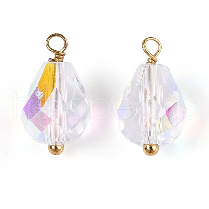 Electroplate Glass Teardrop Charms STAS-N110-13G-1