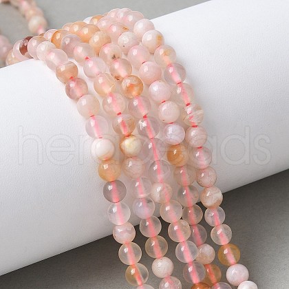 Natural Cherry Blossom Agate Beads Strands G-B130-4mm-02-1