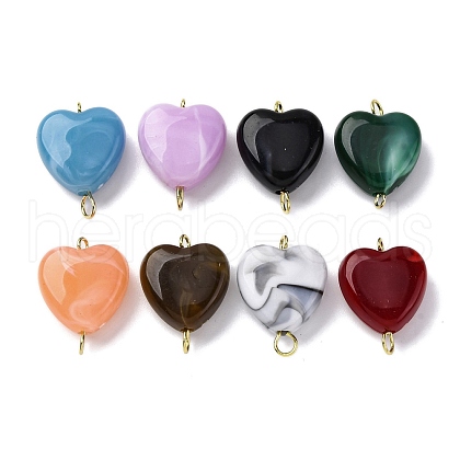 Acrylic Imitation Gemstone Style Heart Connector Charms PALLOY-JF03510-02-1