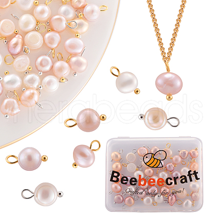 Beebeecraft 40Pcs 2 Styles Natural Cultured Freshwater Pearl Oval Charms FIND-BBC0002-57-1