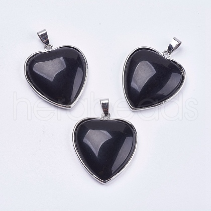 Natural Dyed & Heated Black Agate Pendants G-F228-10H-RS-1