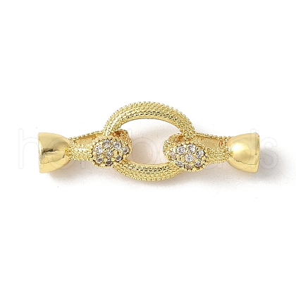 Brass Micro Pave Clear Cubic Zirconia Fold Over Clasps KK-M320-11G-1