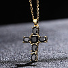 Cross Brass Pendant Necklaces with Rhinestone WG91502-02-1