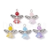Natural Dyed Malaysia Jade & Glass Pendants PALLOY-JF02661-01-S-1