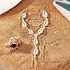 Bohemian Style Natural Cowrie Shell & Plastic Imitation Pearl & Waxed Cord Adjustable Toe Ring Anklets FS-WG74F62-01-4