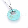 Synthetic Turquoise Dyed Flat Round Pendants G-I357-A05-2