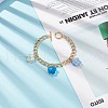 Lampwork Flower Charm Bracelet with Aluminium Curb Chains for Women BJEW-TA00176-02-6
