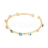Adjustable Brass Colorful Enamel Evil Eye Open Cuff Bangles for Women BJEW-S147-18G-A-2