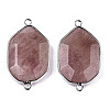 Natural Strawberry Quartz Links Connectors G-T131-48P-03-2