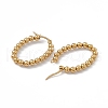 201 Stainless Steel Round Beaded Oval Hoop Earrings with 304 Stainless Steel Pins for Women EJEW-B016-08G-2