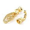 Rack Plating Brass Micro Pave Clear Cubic Zirconia Fold Over Clasps KK-E034-31G-3