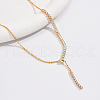Brass Micro Pave Clear Cubic Zirconia Y-shaped Necklaces for Women DA0945-3