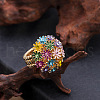 Flower Alloy with Rhinestone Enamel Finger Rings for Women FS-WG3A5AD-01-1