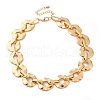 Iron & Alloy Flat Round Link Chain Necklaces for Women NJEW-U046-04G-2
