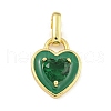 Rack Plating Heart Brass & Cubic Zirconia & Enamel Pendants KK-Z053-28G-2