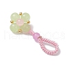 Baking Painted Imitation Jade Glass Woven Clover Pendant Decorations HJEW-JM03148-05-4