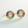 Brass Colorful Cubic Zirconia Stud Earrings WG39B88-13-1