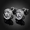 Perfect Design Flat Round Brass Cubic Zirconia Stud Earrings EJEW-BB04617-2