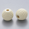 Painted Natural Wood Beehive European Beads WOOD-Q040-019A-A08-2