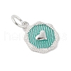 925 Sterling Silver Enamel Flat Round with Heart Charms with Jump Rings and 925 Stamp STER-D288-04S-04-2