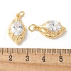 Brass Micro Pave Clear Cubic Zirconia Pendants KK-Q031-20G-3