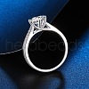 Rhodium Plated 925 Sterling Silver Pave 8.2x4.9mm Cubic Zirconia Finger Rings for Women WGFFDD0-49-4