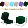 BENECREAT 12Pcs 6 Colors Square Velvet Ring Boxes VBOX-BC0001-06-2