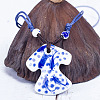 Retro Ethnic Porcelain Pendant Adjustable Polyester Cord Necklaces for Women FS-WGD020A-02-1